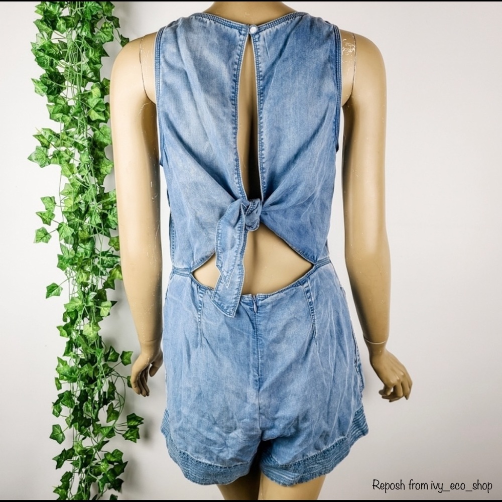 Rag & Bone Denim Romper Tie Up Small - Picture 3 of 9